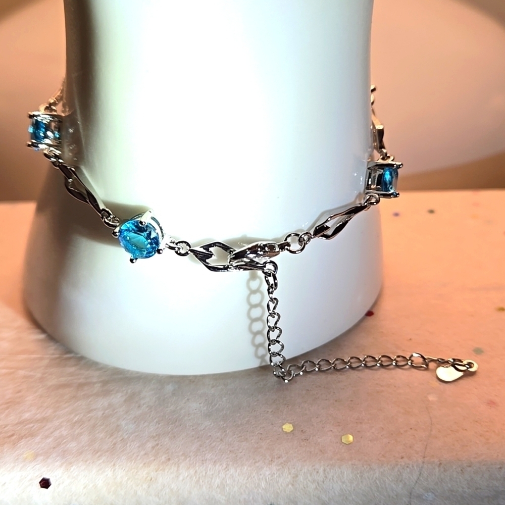 S925 Sterling Silver Chevron Bracelet Synthetic Zircon Inlay Zigzag Design - Picture 5 of 9
